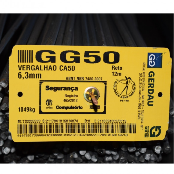 Vergalhao Gg50 6.3mm (1/4) Reto12m Gerdau KG