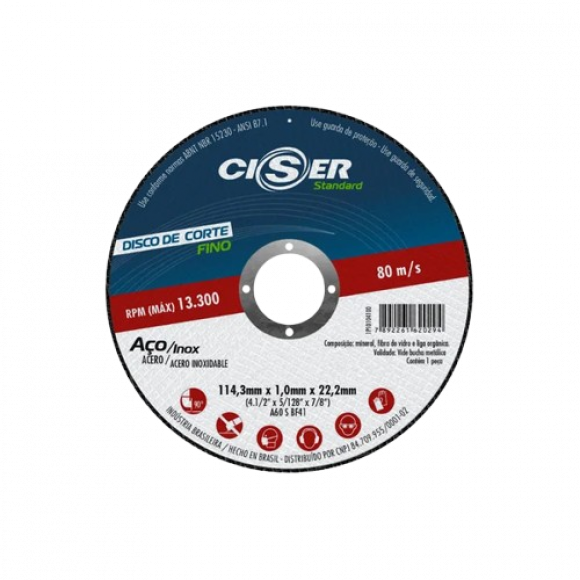 Disco Corte Aco/inox 7 180mmx1,9x22mm Ciser       