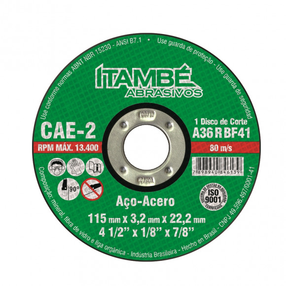 Disco Corte Ca-2 4.1/2 X 1/8 X 7/8 Itambe 
