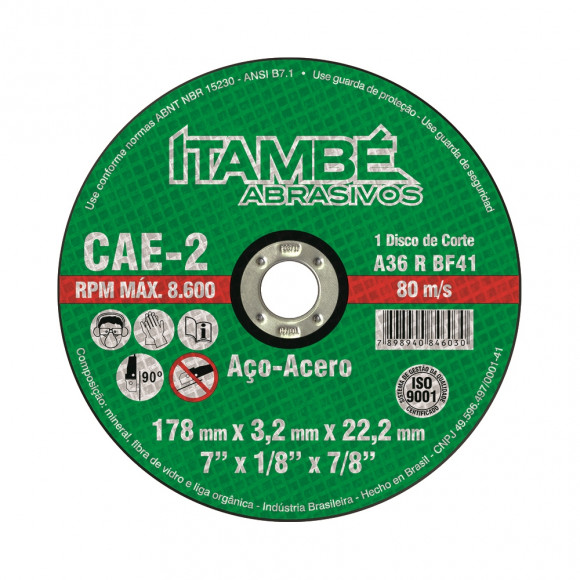 Disco Corte Ca-2 7 X 1/8 X 7/8 Itambe       