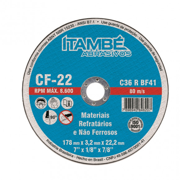 Disco Corte Ca-2 10 X 1/8 X 5/8 Itambe      