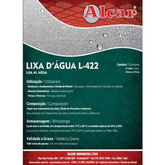 Lixa D'água Grão 320 Alcar 