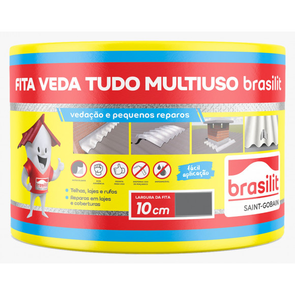 Fita Veda Tudo Aluminizada Brasilit 10 cm x 10 m