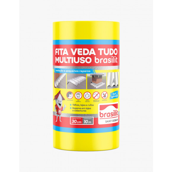Fita Veda Tudo Aluminizada Brasilit 30 cm x 10 m