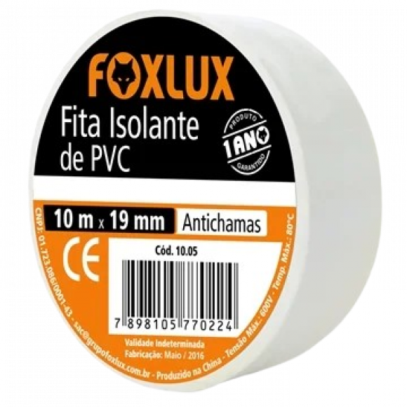 Fita Isolante Branca 19mmx10m Foxlux                        