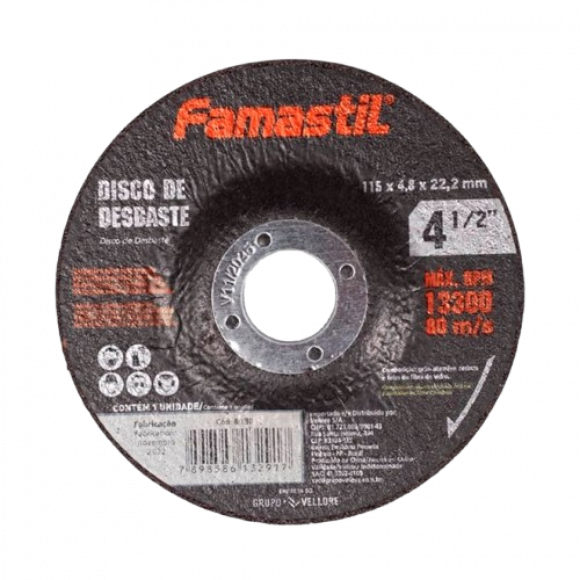 Disco Desbaste 4 1/2 115mmx4,8x22,2mm Famastil                        