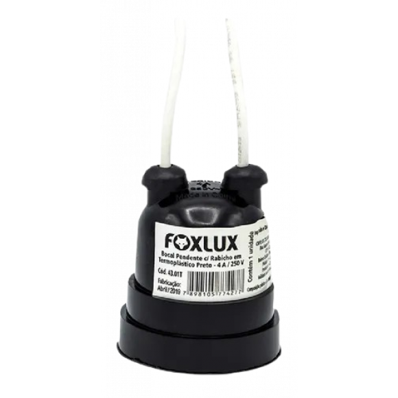 Bocal Pendente C/rabicho Preto Foxlux                       