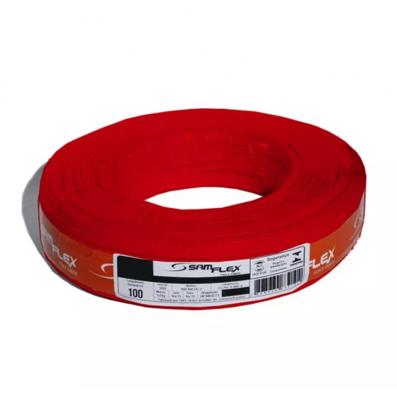 Cabo Flex Samflex 4mm Vermelho              