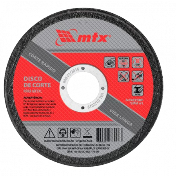 Disco Corte Metal 180x1,6x22mm (7 Pol) Mtx                  